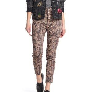 Free People High Waist Denim Snakeskin Jeans